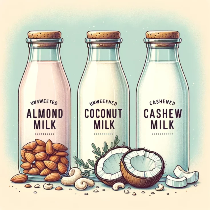 Unsweetened Almond Milk, Coconut Milk or Cashew Milk + Acid (Substitute for Buttermilk